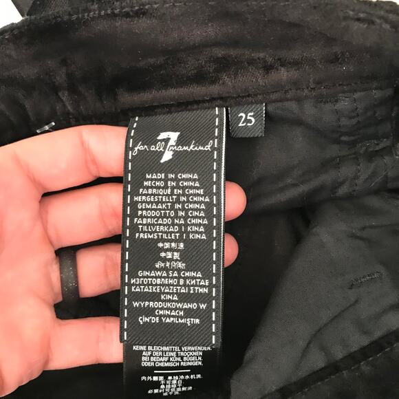 7 For All Mankind Velvet Pants Size 25 Black Victorian Academia Whimsigoth Dark - Picture 12 of 14